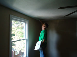 Wolfe Painting Company Plastering Ceiling in Hingham Home